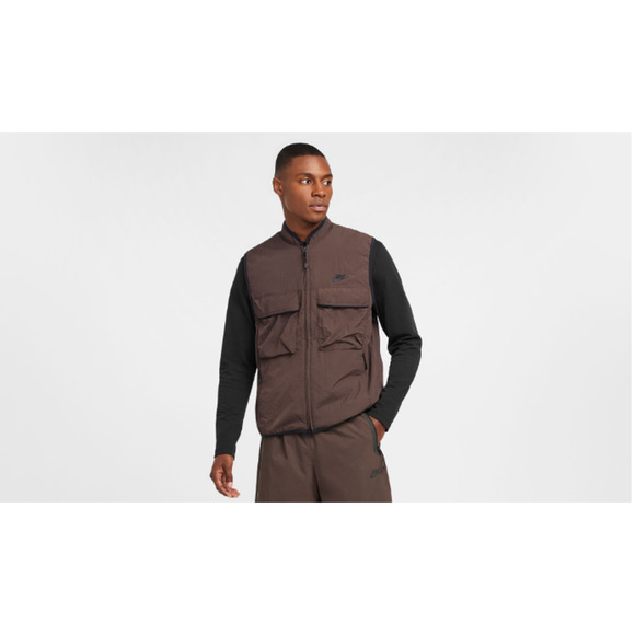 Nike Vest Mens Medium Brown Baroque Tech Woven Utility Lightweight Nylon UPF New - Picture 2 of 12